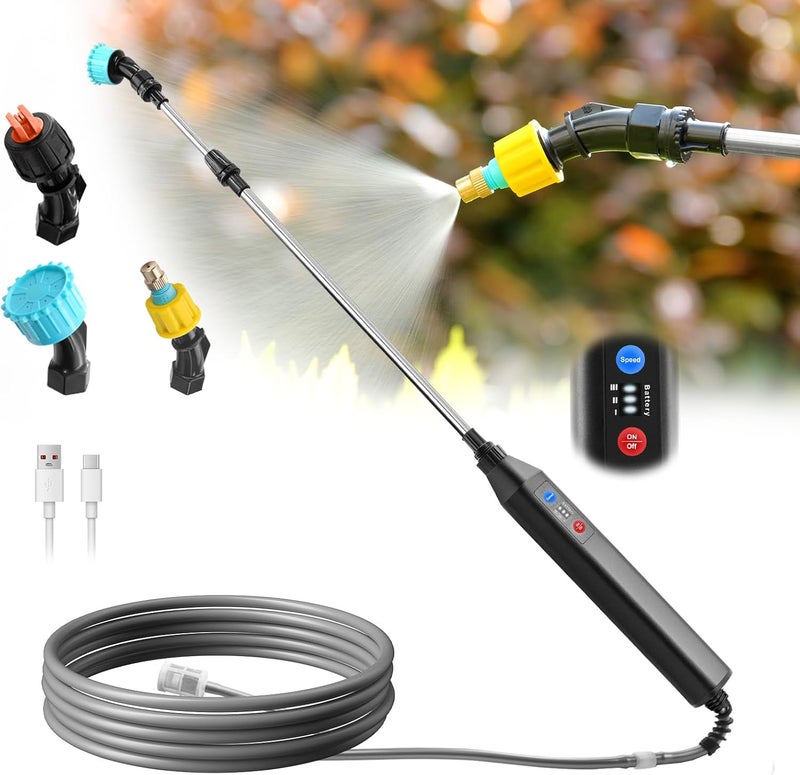 SideKing 23.6" Battery Powered Sprayer Wand, 2025 Upgraded Electric Sprayer Telescopic Wand with 3 Spray Forces, Battery Indicator, 16.4FT Hose, 3 Mist Nozzles for Lawn and Garden - Image 1